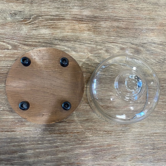 Vintage Teak Wood Dome Top Small Cake/ Cheese Dessert Plate/Serving Dish - Picture 5 of 7